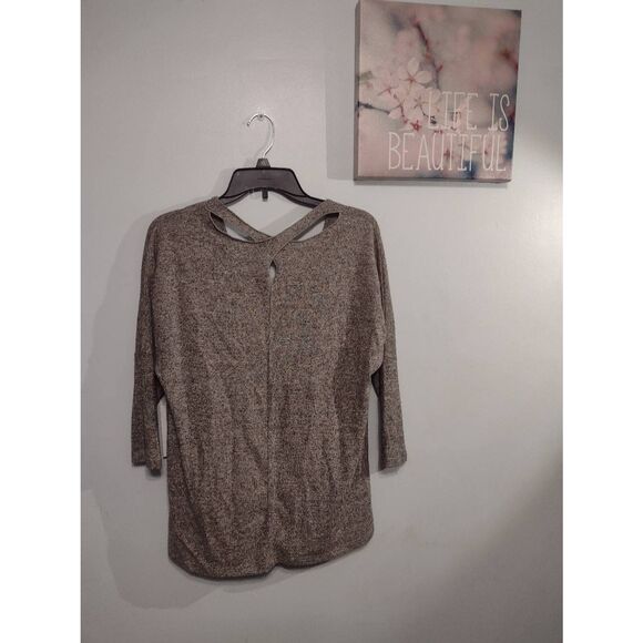 NWT Coin 1804 Sweater Womens Large Gray 3/4 Sleeve Claira Cross Back - Picture 5 of 6